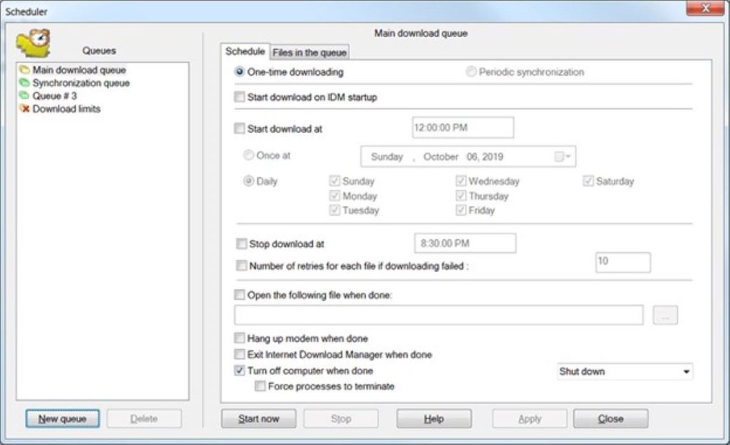 نحوه تنظیم دانلود منیجر برای دانلود شبانه | زمان بندی